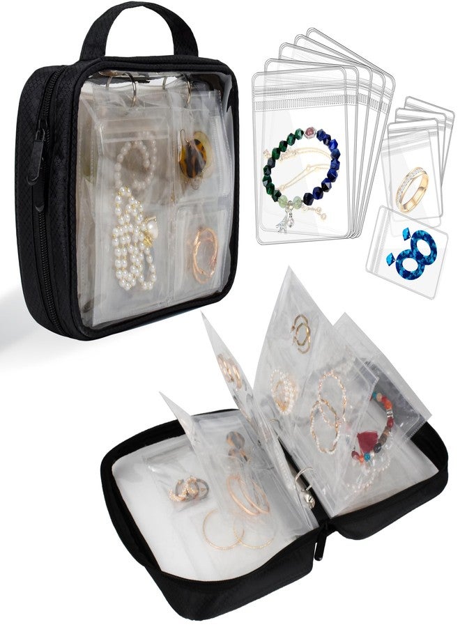 LingLingo Travel Jewelry Organizer Case Transparent Jewelry Storage Book Binder Bag for Earrings, Rings, Necklace, Bracelet,Black - Image 1